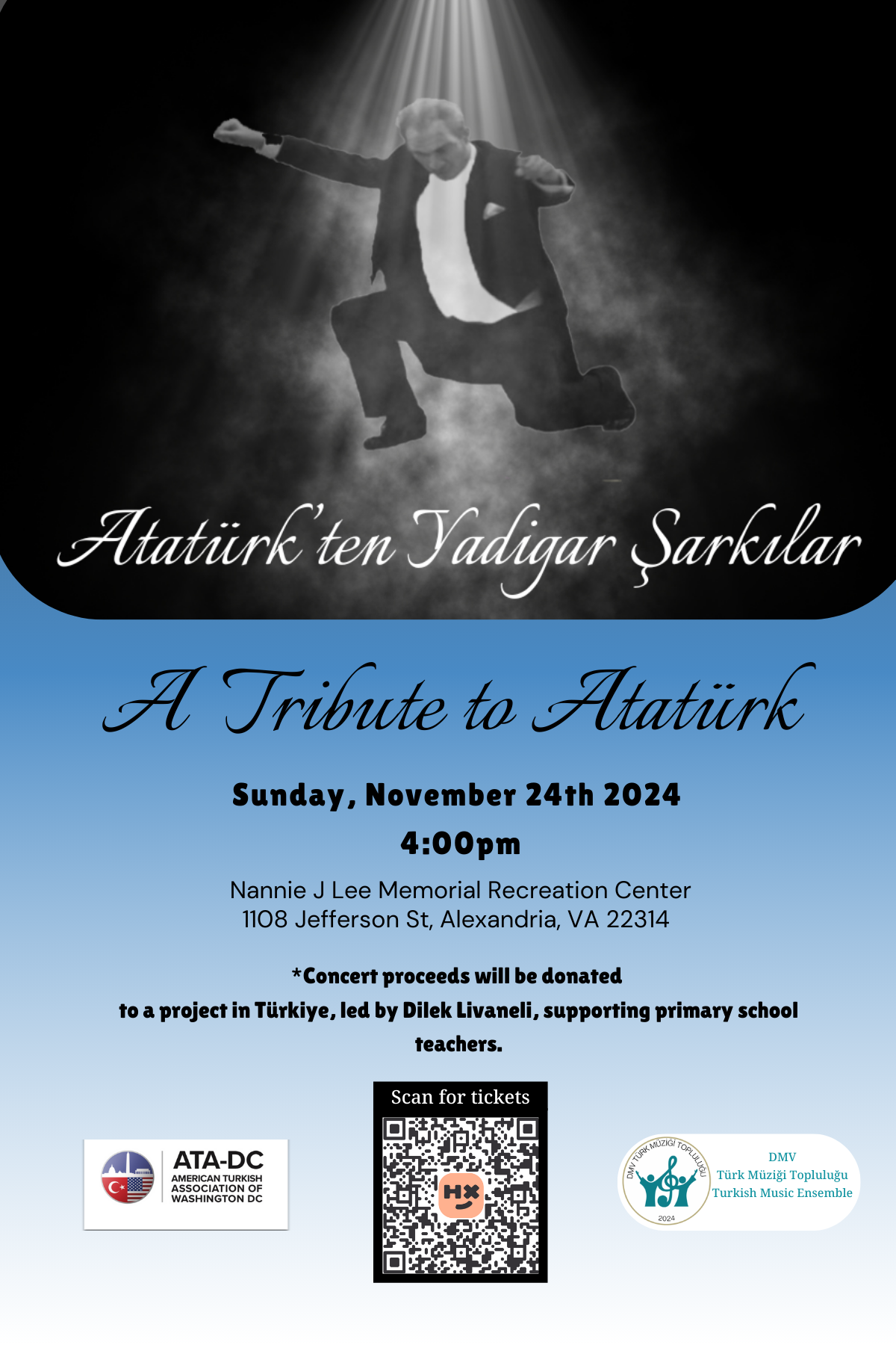 Atatürkten Yadigâr Şarkılar concert poster by DMV Turkish Music Ensemble